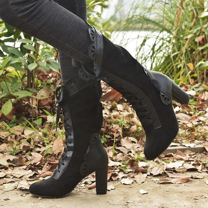 Funki Findz | Boots | Women's Steampunk Lace Top Granny Boot