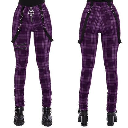 Funki Findz | Pants | Women's Gothic Punk Plaid High Waist Pant