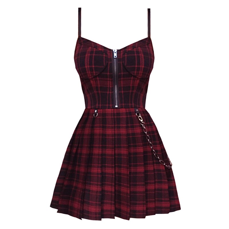 Funki Findz | Dresses | Women's Gothic Plaid Pleated Dress