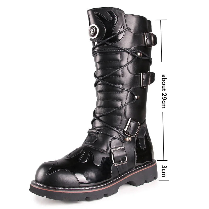Funki Findz | Boots | Men's Knee-High Combat Motorcycle Boots