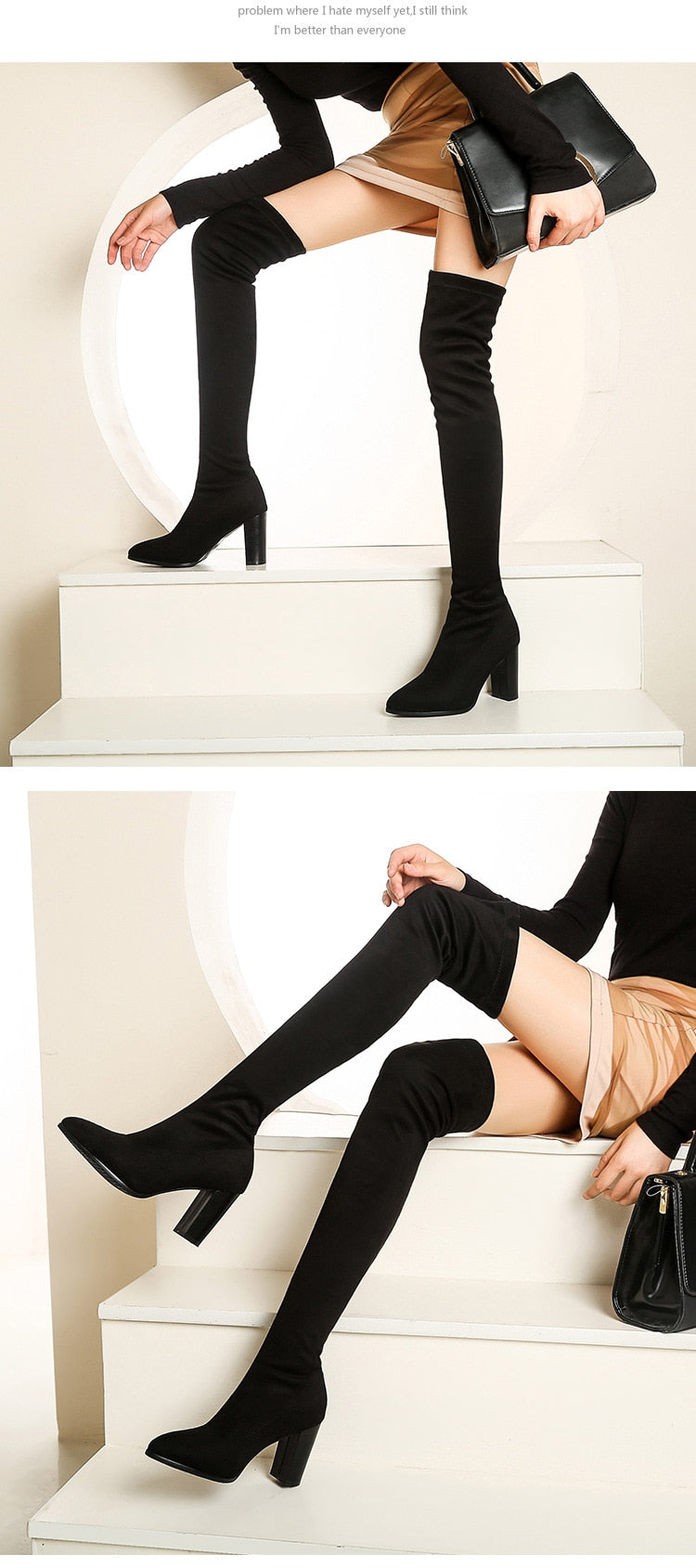 Funki Findz | Boots | Women's Over Knee High Block Heel Boots