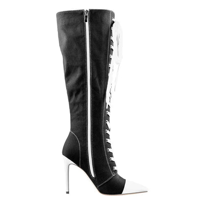 Funki Findz | Boots | Women's Lace Up Canvas Stiletto Boots
