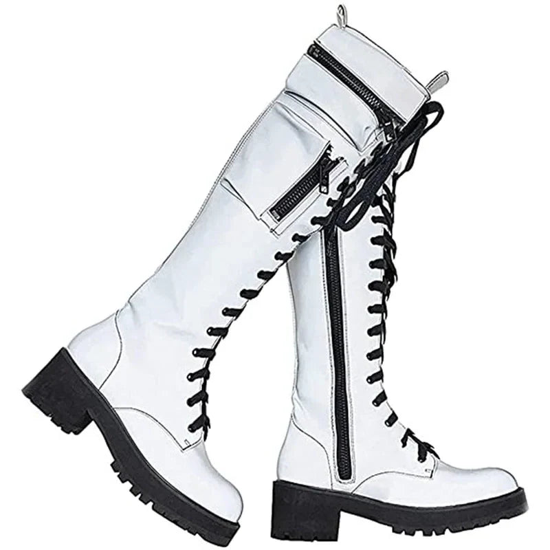 Funki Findz | Boots | Women's Knee High Goth Zip Pouch Boots