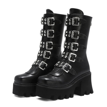 Funki Findz | Boots | Women's Platform Buckle Strap Wedges