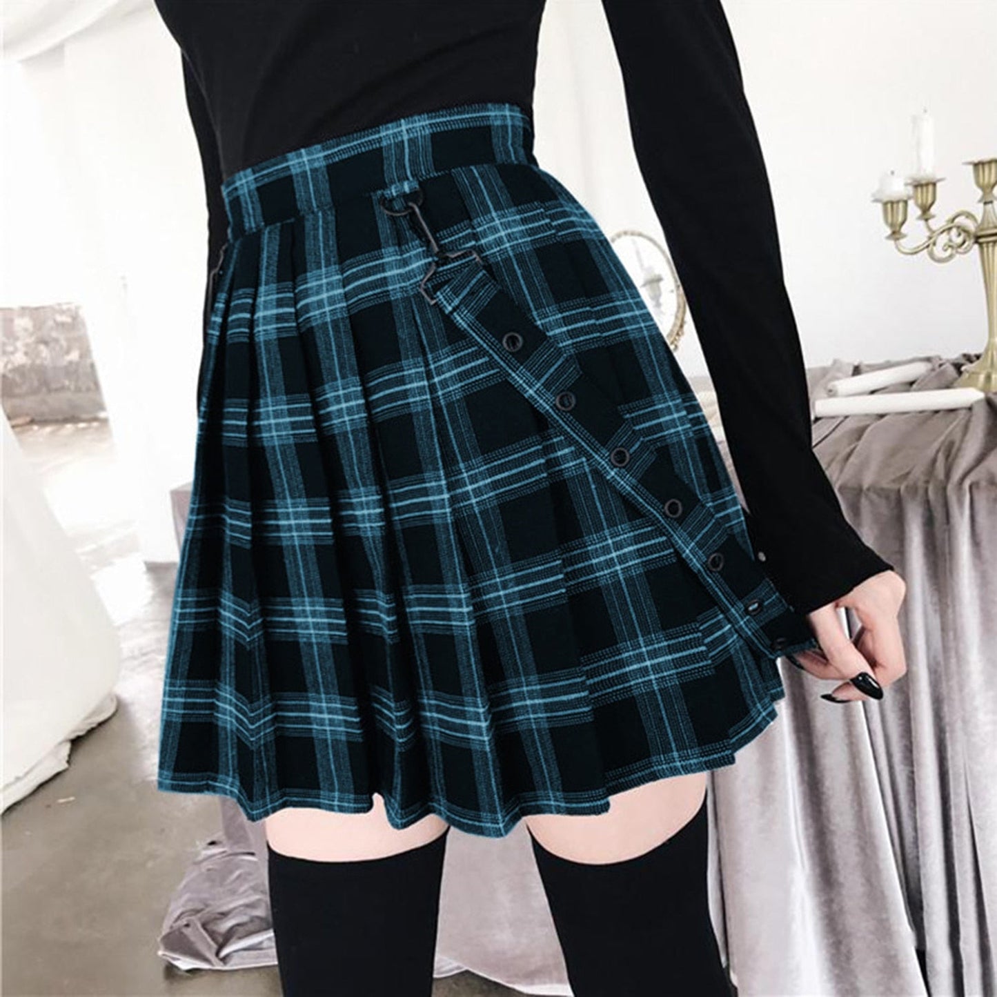 Funki Findz | Skirts | Women's Gothic Suspender Mini Skirt | Plaid