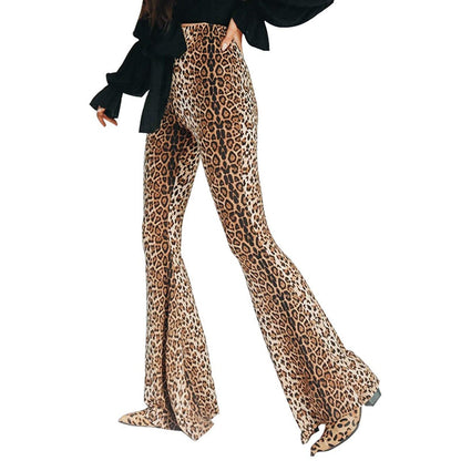 Funki Findz | Pants | Women's Leopard Print Stretch Flared Pants