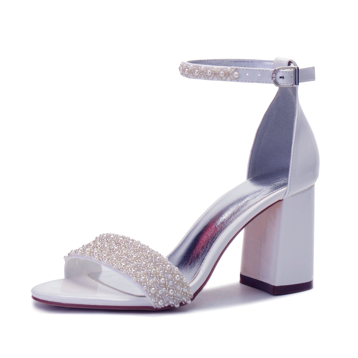 Funki Findz | Shoes | Women's Block Heel Pearl Bridal Sandals