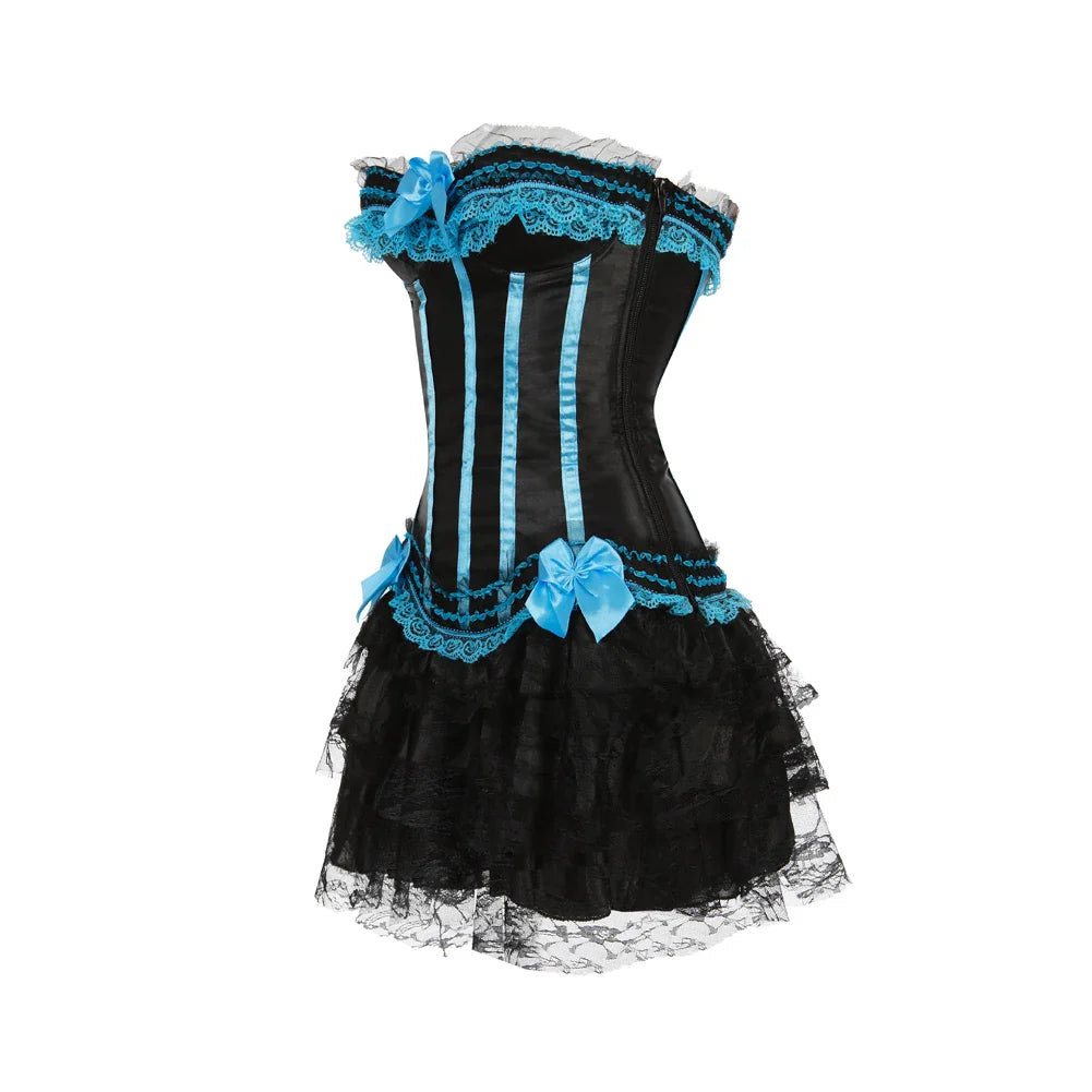 Funki Findz | Dresses | Women's Gothic Satin Lace Corset Dress