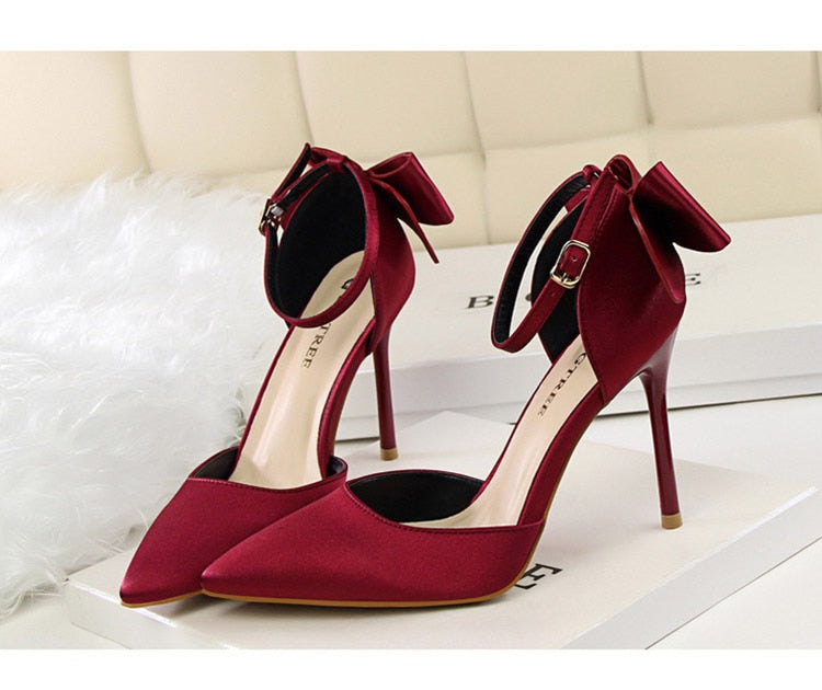 Funki Findz | Shoes | Women's Elegant Silk Bow Stiletto Pumps