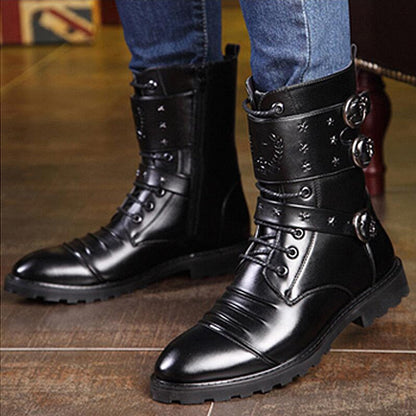 Funki Findz | Boots | Men's Punk Rivet Buckle Motorcycle Boots