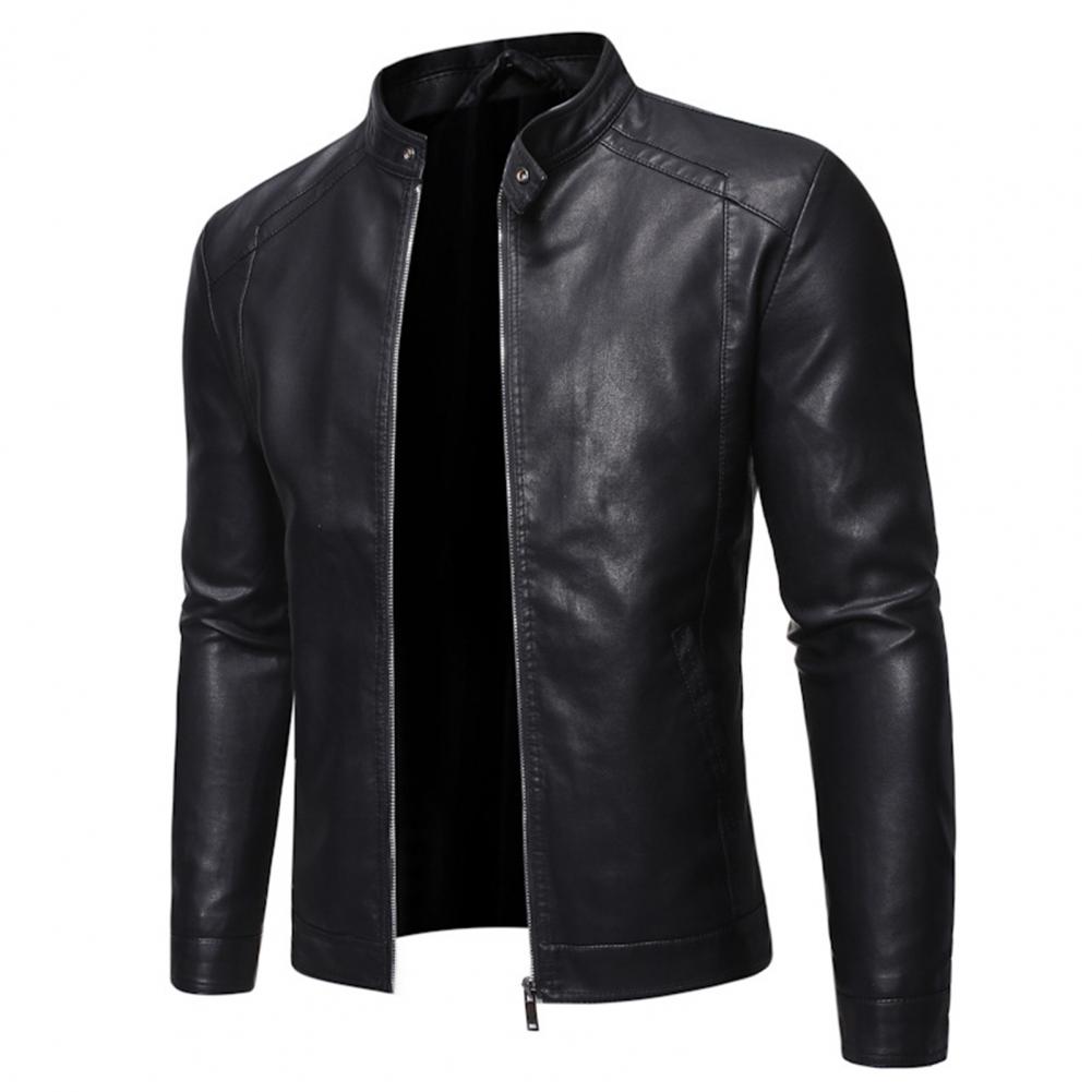 Funki Findz | Jackets | Men's Faux Leather Stand Collar Jacket