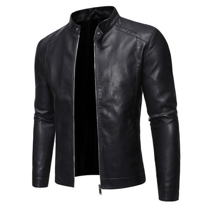 Funki Findz | Jackets | Men's Faux Leather Stand Collar Jacket