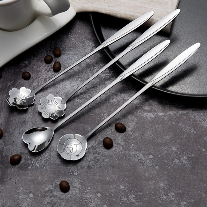 Funki Findz | Spoons |  Flower Spoons | Long Handle Spoons 4Pc