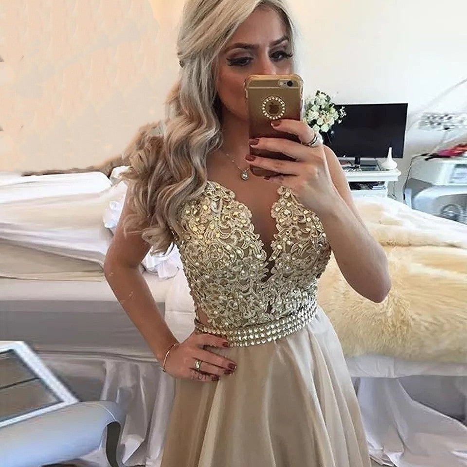Funki Findz | Dresses | Women's Chiffon Beaded Prom Dress