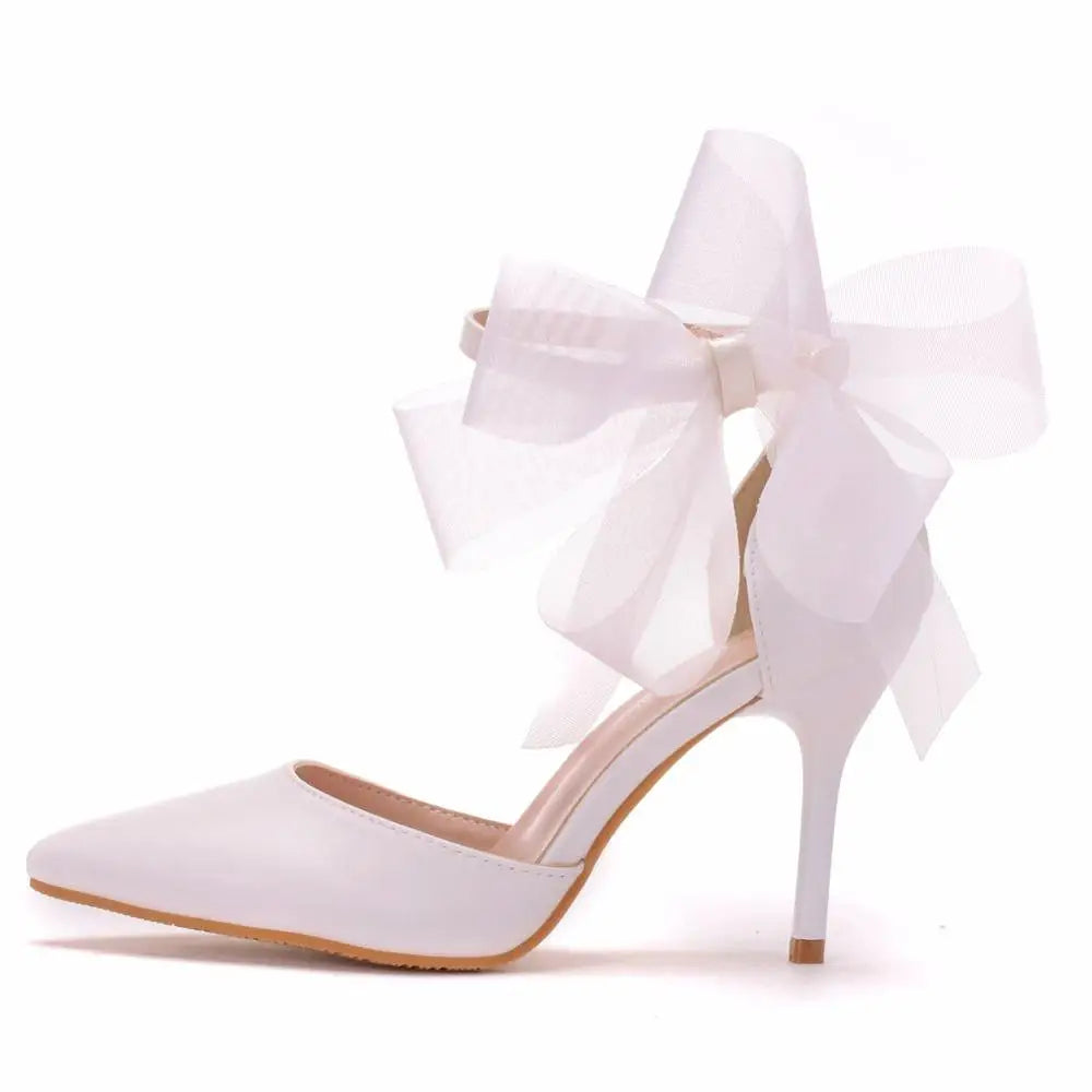 Funki Findz | Shoes | Women's Chiffon Bow Silk Bridal Stilettos