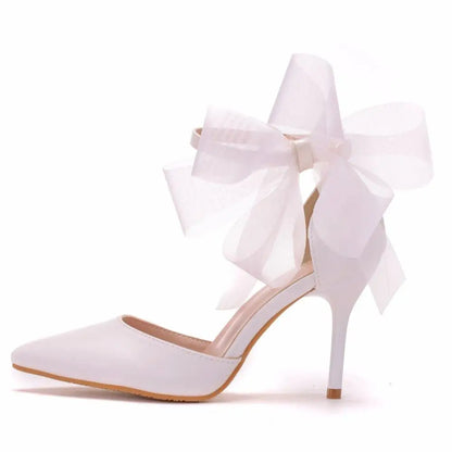 Funki Findz | Shoes | Women's Chiffon Bow Silk Bridal Stilettos