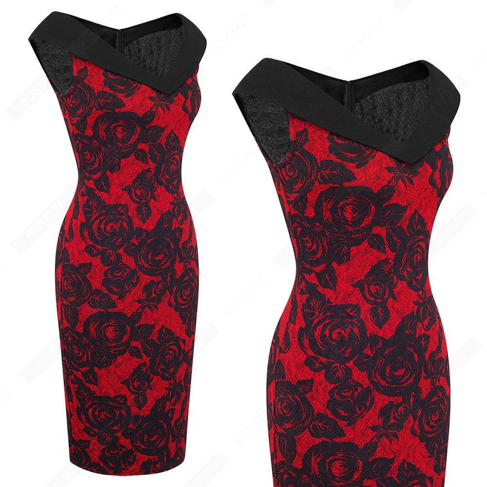 Funki Findz | Dresses | Women's Floral Cocktail Pencil Dress