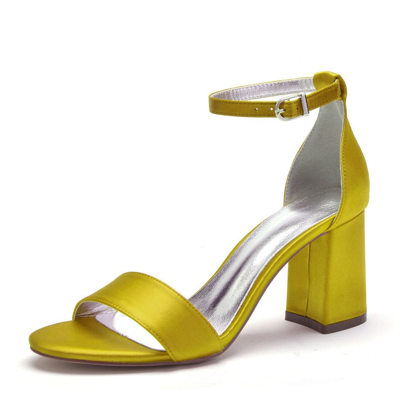 Funki Findz | Shoes | Women's Satin Block Heel Wedding Sandal