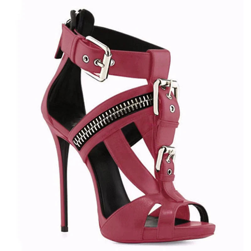 Funki Findz | Shoes | Women's Strappy Zipper Stiletto Sandals