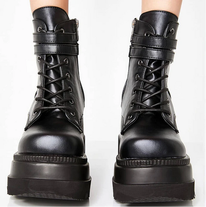 Funki Findz | Boots | Women's High Platform Buckle Ankle Boots