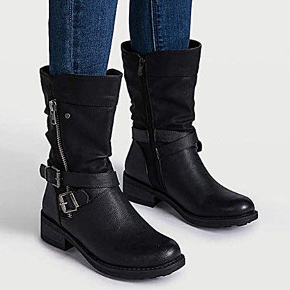Funki Findz | Boots | Women's Biker Boot | Zipper Buckle Boots