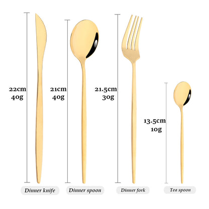 Funki Findz | Cutlery Sets | Gold Stainless Steel Mirror Polish 24 Set
