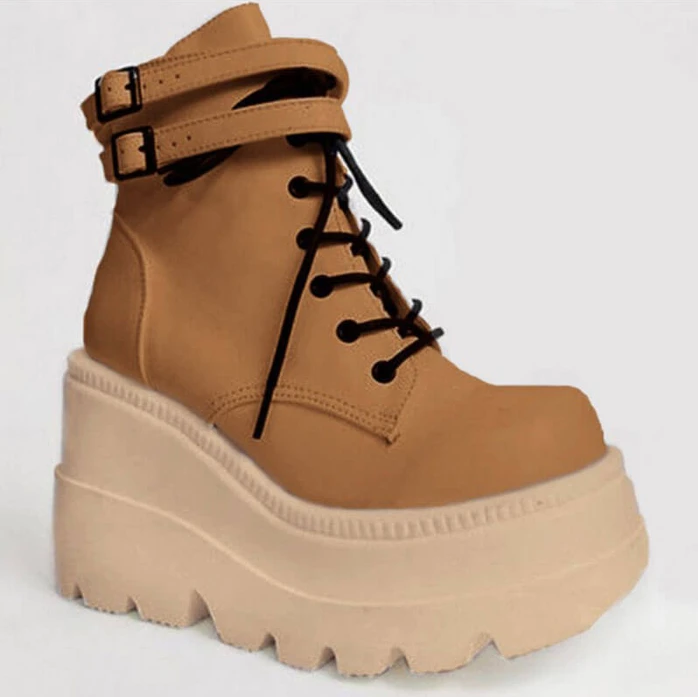 Funki Findz | Boots | Women's High Platform Buckle Ankle Boots