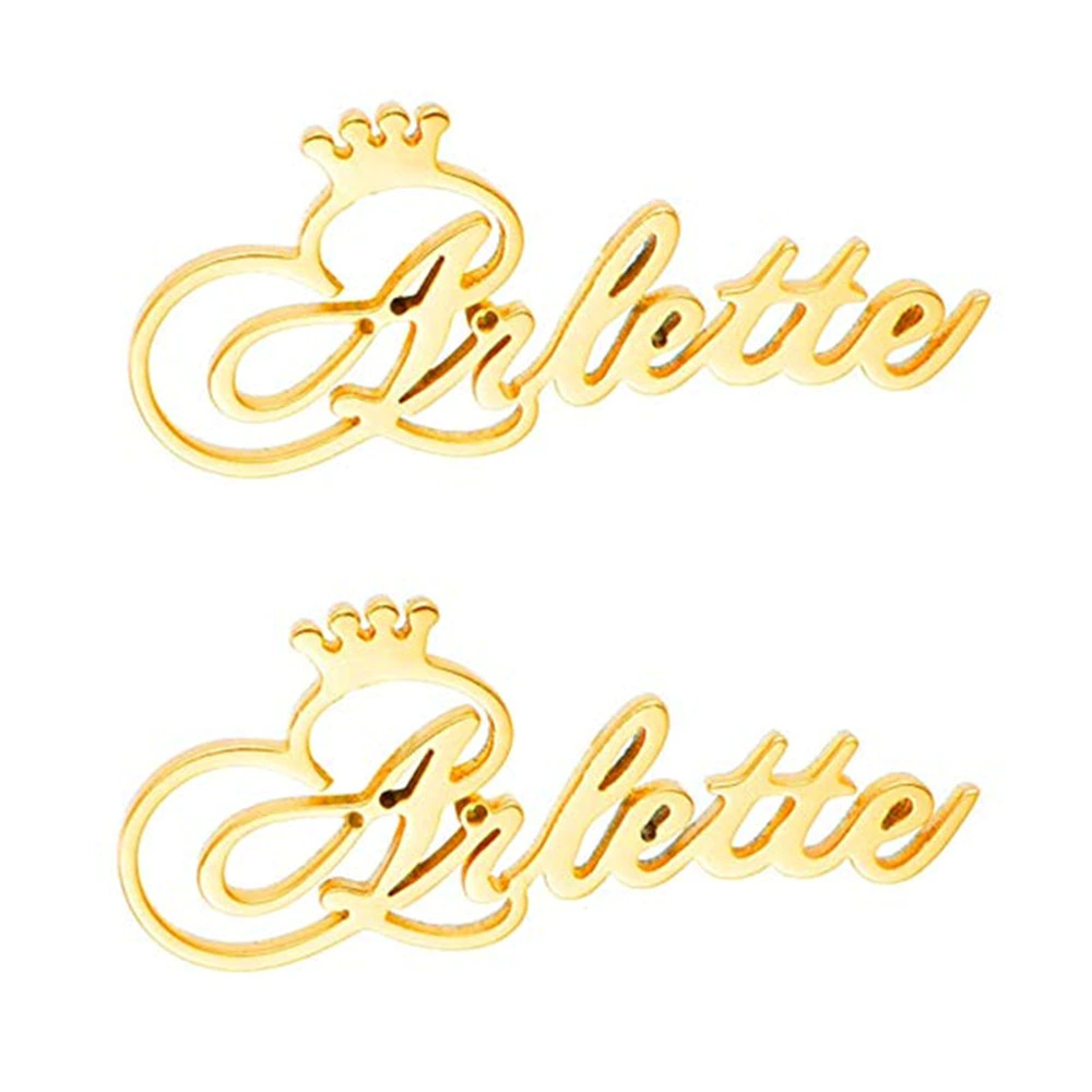 Funki Findz | Earrings | Custom Name Initial Crown Stud Earrings