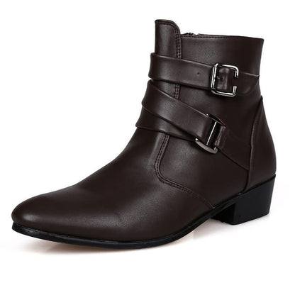 Funki Findz | Boots | Men's Buckle Strap Block Heel Dress Boots