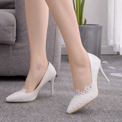 Funki Findz | Shoes | Women's White Lace Flower Wedding Shoe