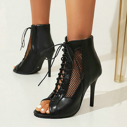 Funki Findz | Boots | Women's Open Toe Lace Up Granny Boots