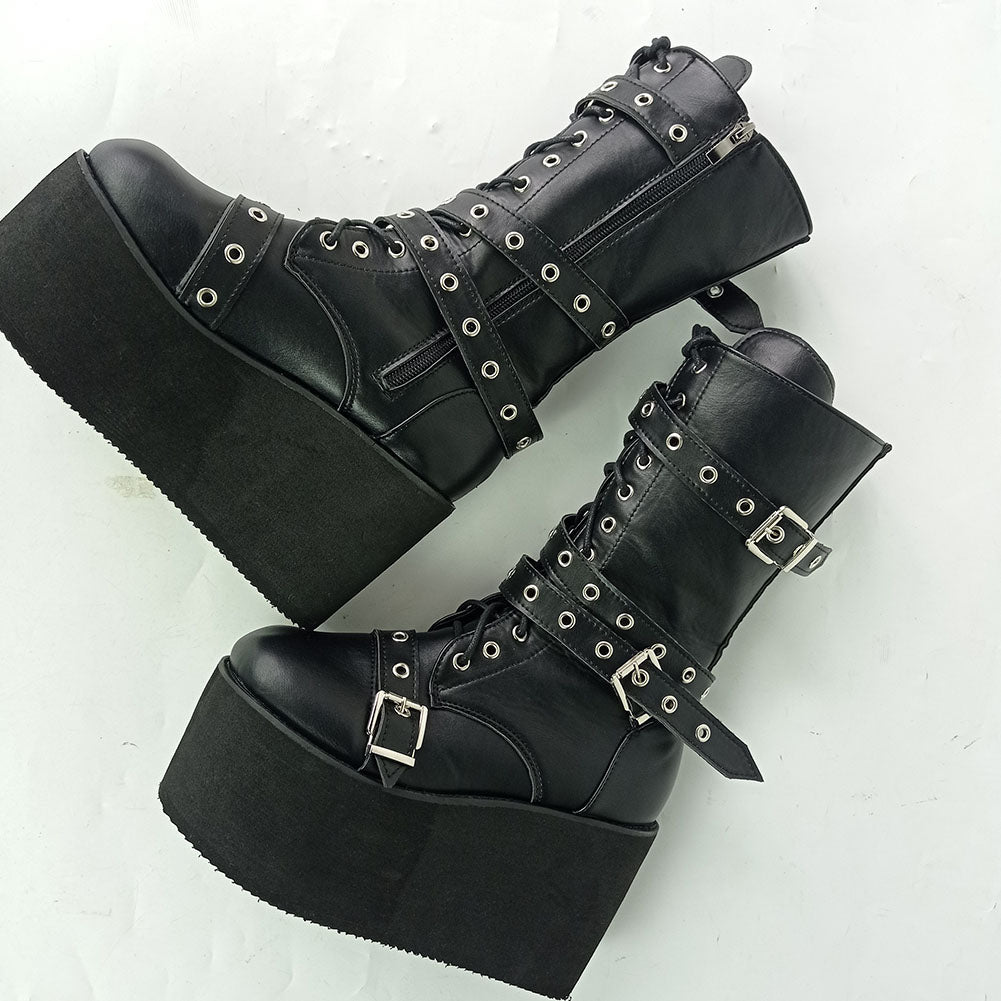 Funki Findz | Boots | Women's Buckle Wedge Platform Boots