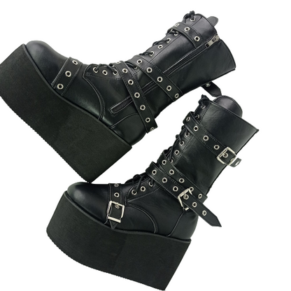 Funki Findz | Boots | Women's Buckle Wedge Platform Boots