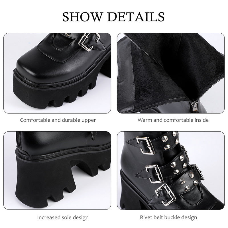 Funki Findz | Boots | Women's Platform Buckle Strap Wedges