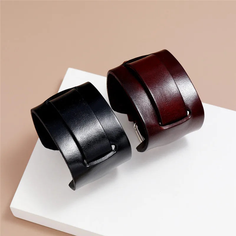 Funki Findz | Bracelets | Men's Wide Leather Punk Wristbands