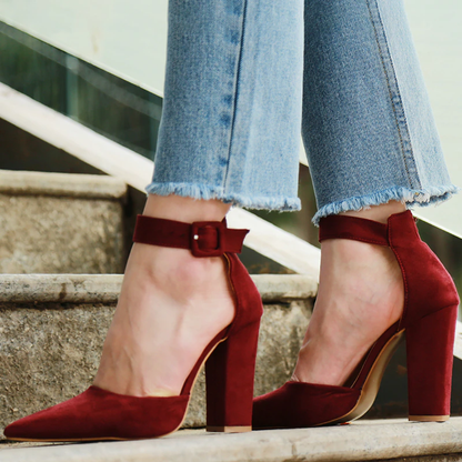 Funki Findz | Shoes | Women's High Block Heel Flock Party Shoe
