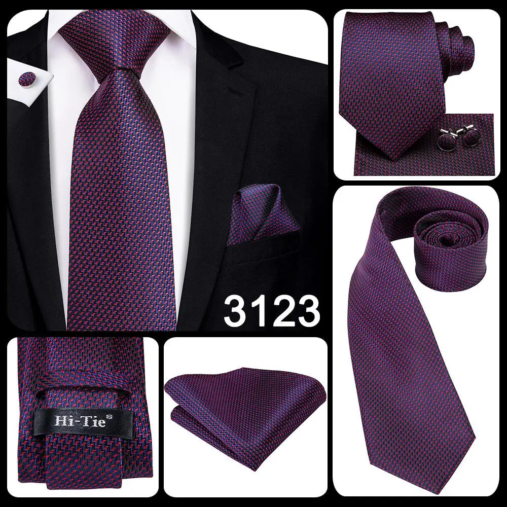 Funki Findz | Neckties | Men's Purple Silk Wedding 3Pcs Tie Set