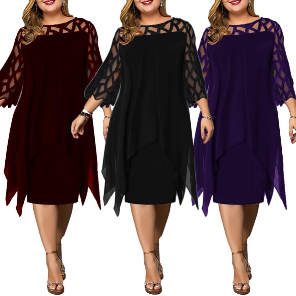 Funki Findz | Dresses | Women's Plus Size Lace Mesh Midi Dress