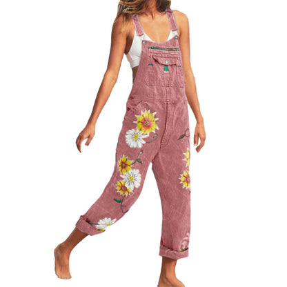 Funki Findz | Pants | Women's Sunflower Denim Bib Overalls