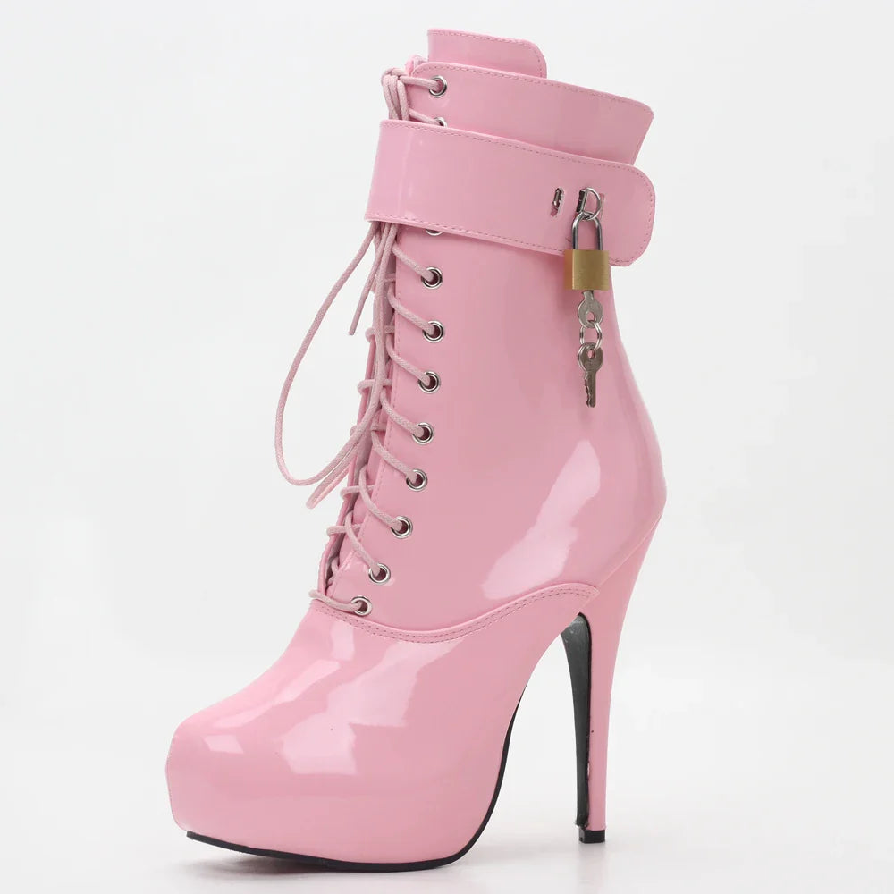 Funki Findz | Boots | Women's Padlock High Stiletto Ankle Boots