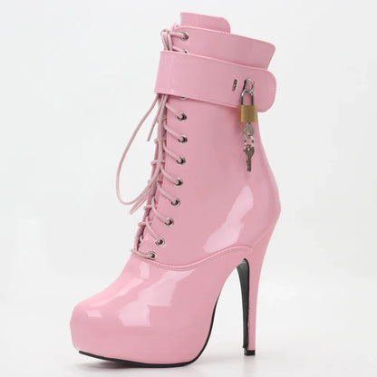 Funki Findz | Boots | Women's Padlock High Stiletto Ankle Boots