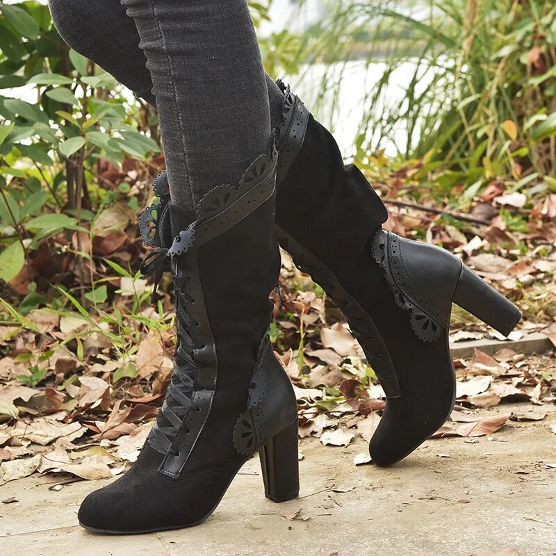 Funki Findz | Boots | Women's Steampunk Lace Top Granny Boot