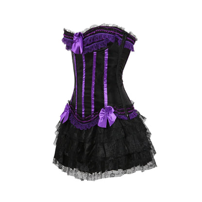 Funki Findz | Dresses | Women's Gothic Satin Lace Corset Dress