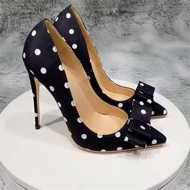 Funki Findz | Shoes | Women's Polka Dot Bowknot Satin Stilettos