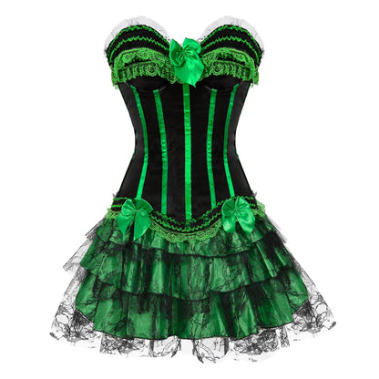 Funki Findz | Dresses | Women's Gothic Satin Lace Corset Dress