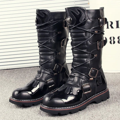 Funki Findz | Boots | Men's Knee-High Combat Motorcycle Boots