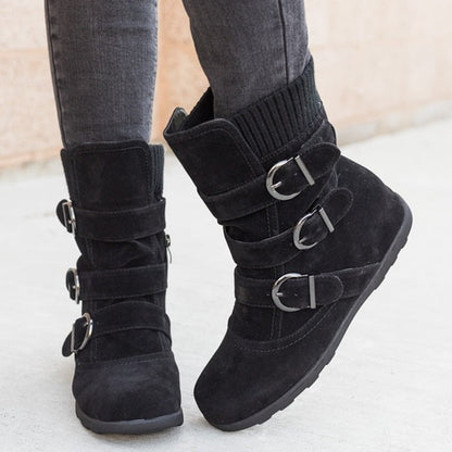 Funki Findz | Boots | Women's Buckled Suede Snow Ankle Boots