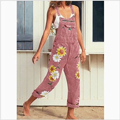 Funki Findz | Pants | Women's  Fashion Daisy Print Bib Overalls
