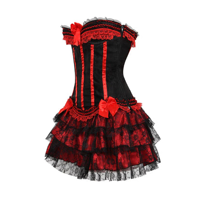Funki Findz | Dresses | Women's Gothic Satin Lace Corset Dress
