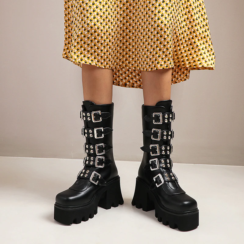 Funki Findz | Boots | Women's Platform Buckle Strap Wedges